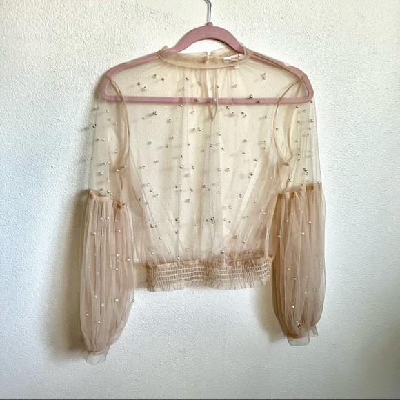 Buckle / A. Peach Nude Pearl Mesh Top Blouse - Picture 2 of 7